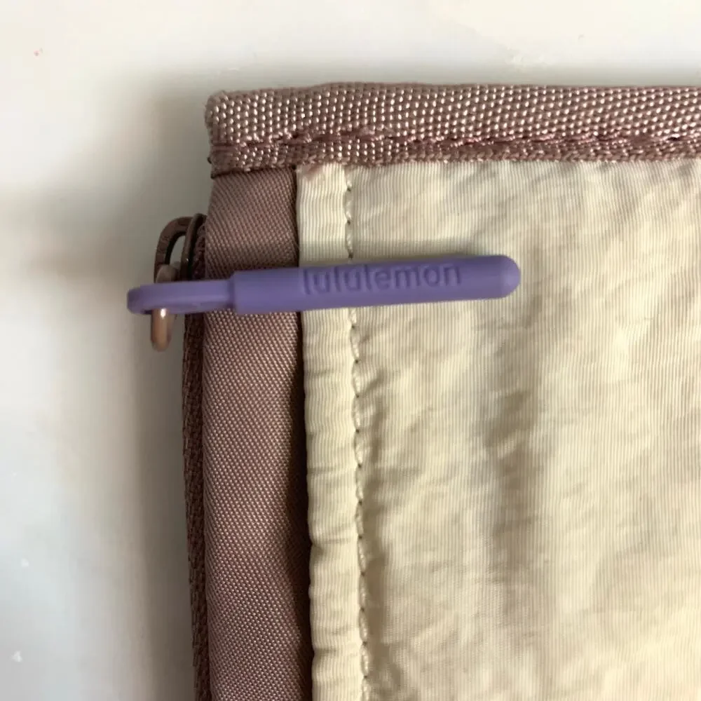 Lululemon True Identity Card Case, Tan and Lavender, Zip Wallet, Water Repellent